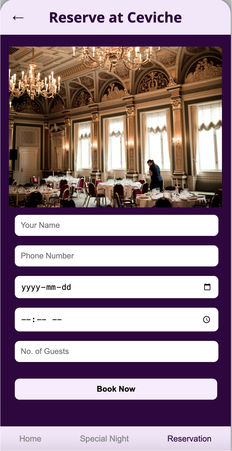 Family of Eateries prototype promotional content screen