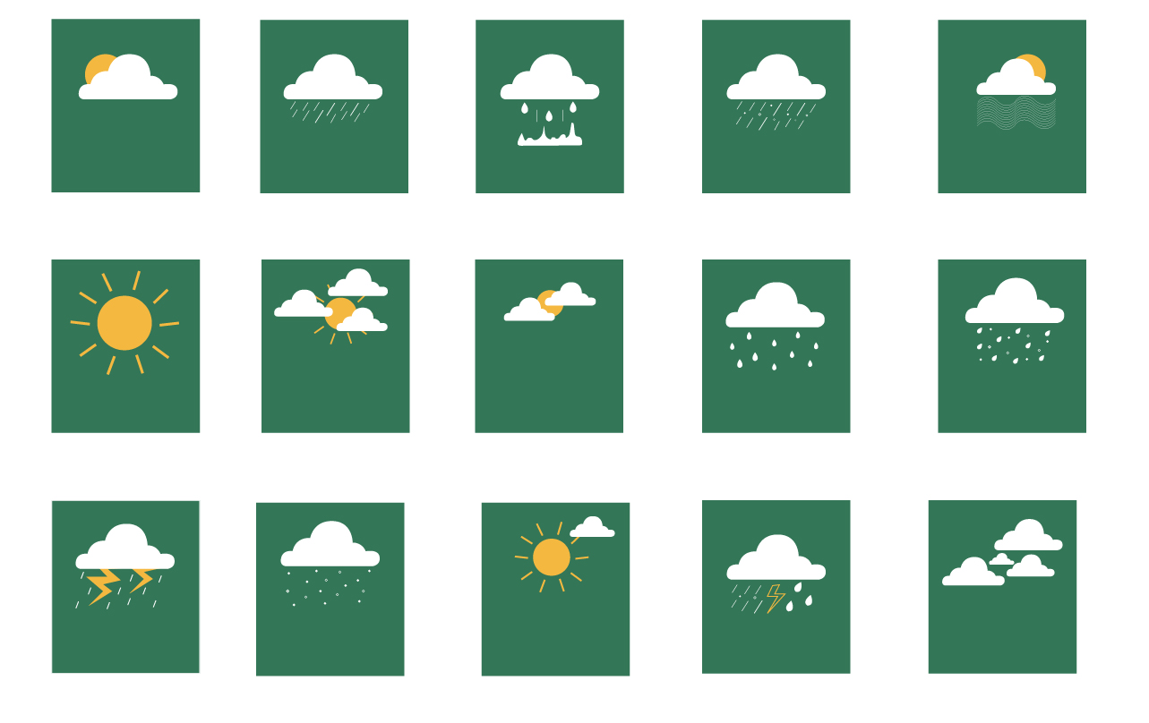 Set of digital signage icons for campus display use